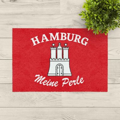 washable doormat; Hamburg red