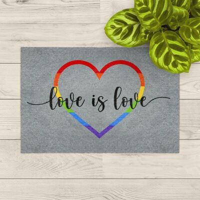 felpudo lavable; Orgullo - El amor es amor - corazón