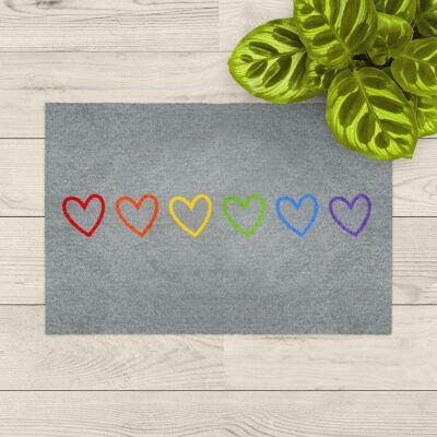 washable doormat; Pride hearts