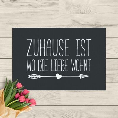 Waschbare Fußmatte; Zuhause ist wo die Liebe wohnt