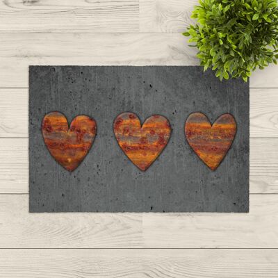 washable doormat; three hearts