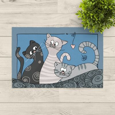 washable doormat; LEO-3 cats gray black