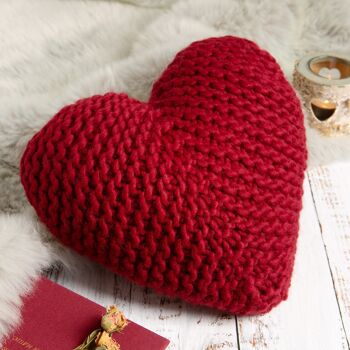 Kit de tricot pour housse de coussin coeur 1