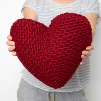 Kit de tricot pour housse de coussin coeur 2