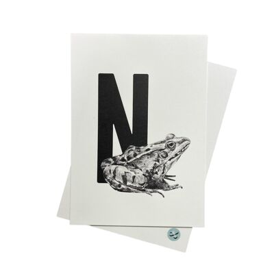 Letter card N with frog