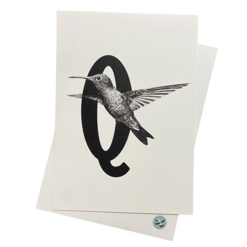 Letterkaart Q met vogel