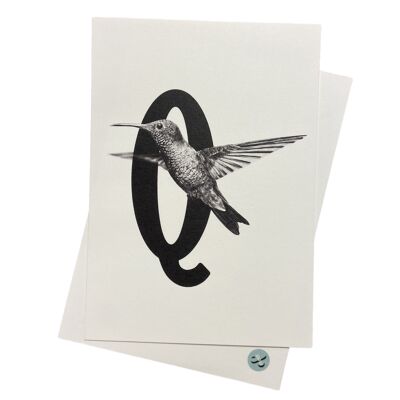 Carte-lettre Q avec oiseau