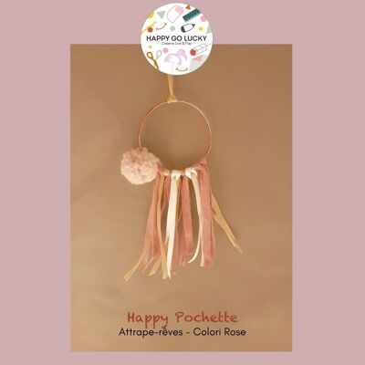 Creative kit "Create your dream catcher with its copper ring! Pink pompom and pink ribbons