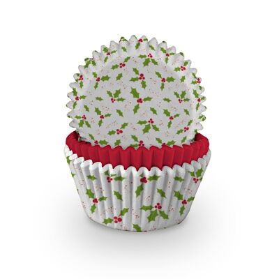 Holly Print Cupcake Cases