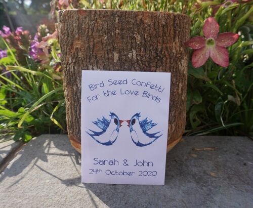WEDDING BIRD SEED CONFETTI - BLUE LOVE BIRDS - 1