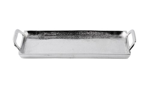 Tablett Dekoteller Aluminium Silber Eckig Griff 46,5 cm