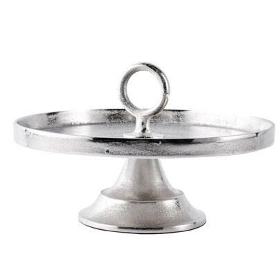 Cake Stand Aluminum Silver Round Handle