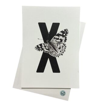 Carte lettre X avec papillon 1