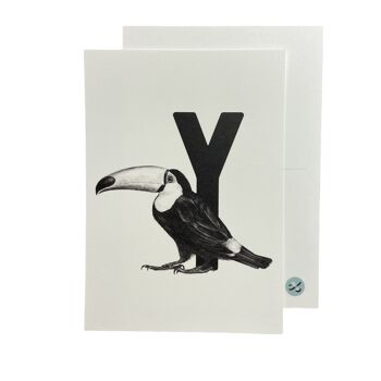Carte lettre Y avec toucan 1
