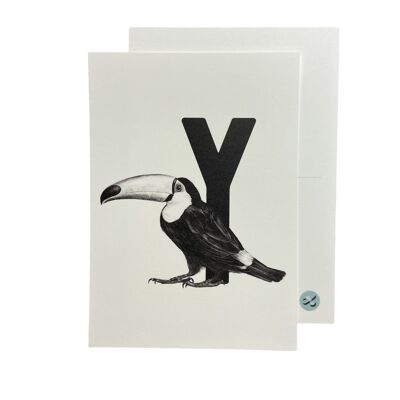 Carte lettre Y avec toucan