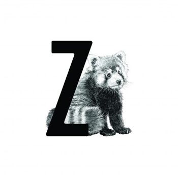 Carte lettre Z avec panda roux 2