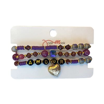 Parure de bracelets Amour - violet