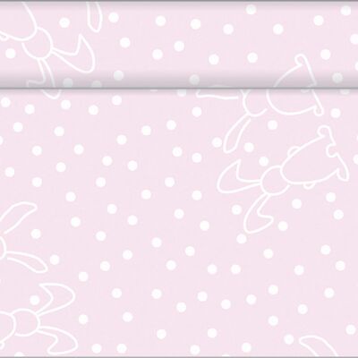 Chemin de table Lapins en rose de Linclass® Airlaid 40 cm x 4,80 m, 1 pièce - Pâques