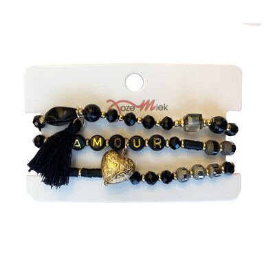Bracelet set Amour - black