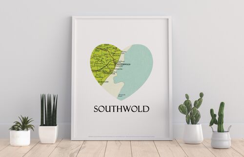 Map Of Southwold- Loveheart - 11X14” Premium Art Print