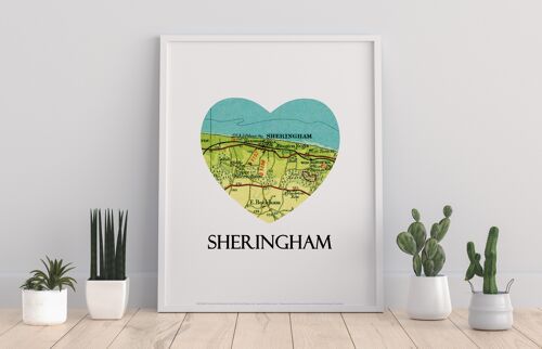 Map Of Sheringham- Loveheart - 11X14” Premium Art Print