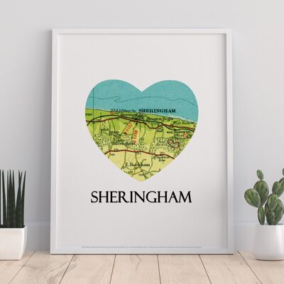 Map Of Sheringham- Loveheart - 11X14” Premium Art Print