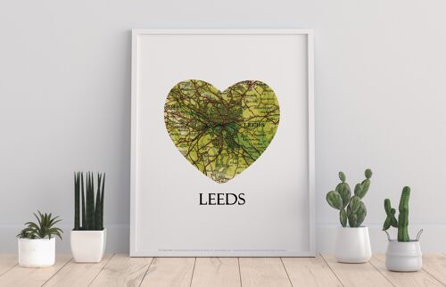 Map Of Leeds- Loveheart - 11X14” Premium Art Print
