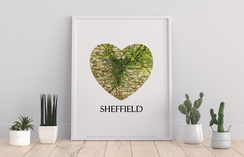 Map Of Sheffield- Loveheart - 11X14” Premium Art Print