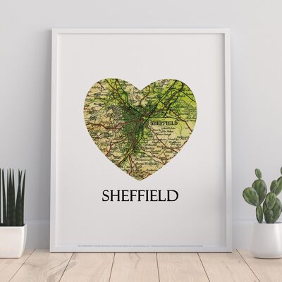 Map Of Sheffield- Loveheart - 11X14” Premium Art Print
