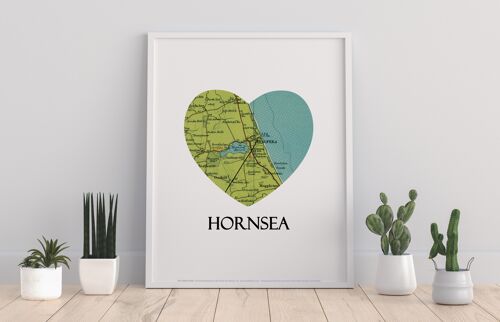 Map Of Hornsea- Loveheart - 11X14” Premium Art Print