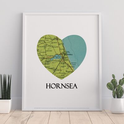 Map Of Hornsea- Loveheart - 11X14” Premium Art Print