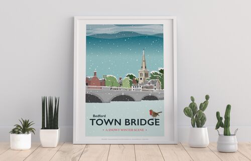 Bedford Town Bridge Winter By Artist Tabitha Mary Art Print