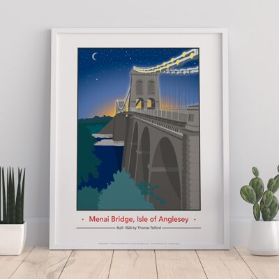 Menai Bridge Night By Artist Tabitha Mary - Art Print