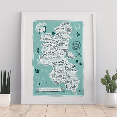 Map Of Buckinghamshire By Artist Tabitha Mary - Art Print