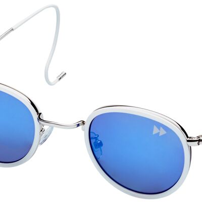 HAKU - Silver & White Frame with Blue Mirrored Lenses