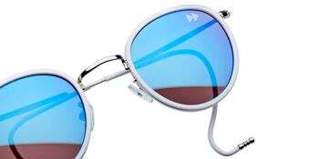 HAKU - Monture argentée et blanche avec verres miroir bleus 3