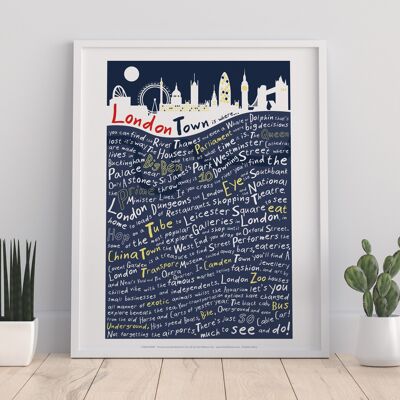 London Town Typography Night By Tabitha Mary Art Print