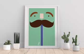 Moustache-Marron, Vert, Bleu - 11X14" Premium Art Print