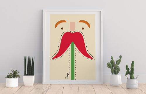 Moustache-Red,Cream,Green - 11X14” Premium Art Print