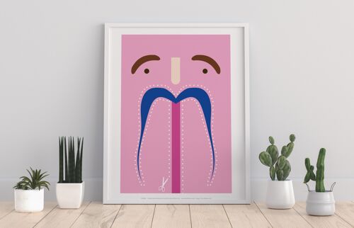 Moustache-Blue, Light Pink, Pink - 11X14” Premium Art Print