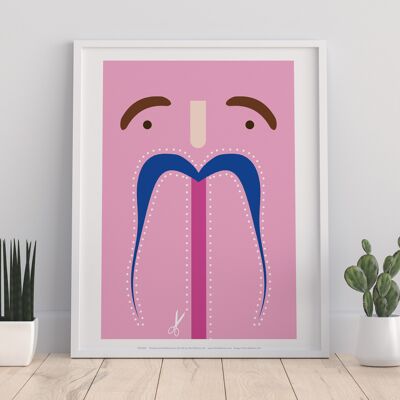 Moustache-Blue, Light Pink, Pink - 11X14” Premium Art Print