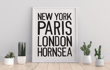 New York, Paris, Londres, Hornsea (Blanc) 2 - Impression artistique
