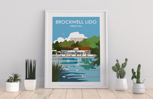 Brockwell Lido By Artist Dave Thompson - Premium Art Print