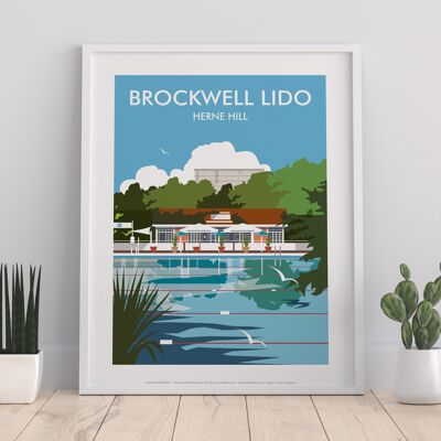 Brockwell Lido By Artist Dave Thompson - Premium Art Print