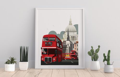 Red Double Decker By Artist Dave Thompson - Art Print