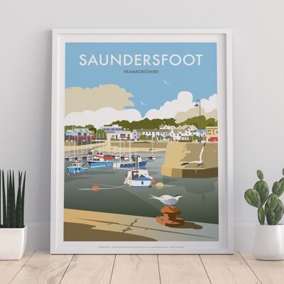 Saundersfoot By Artist Dave Thompson - Premium Art Print