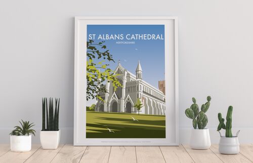 St Albans Cathedral By Artist Dave Thompson - Art Print