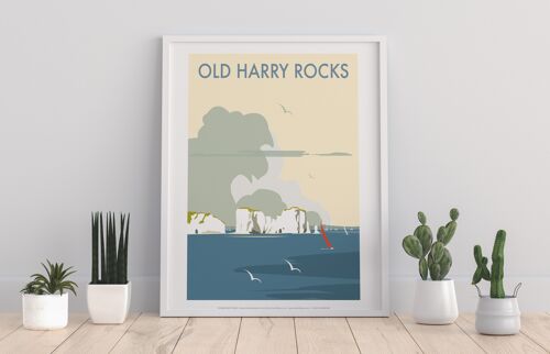 Old Harry Rocks By Artist Dave Thompson - Premium Art Print