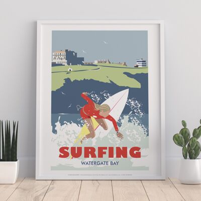 Surfing By Artist Dave Thompson - 11X14” Premium Art Print