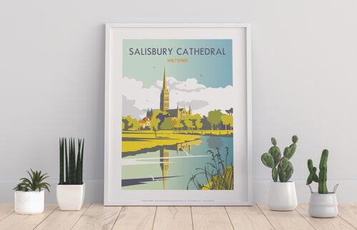 Sailsbury Cathedral By Artist Dave Thompson - Art Print